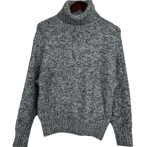 Zara Alpaca Wool Long Sleeve High Turtleneck Speckled Sweater Ribbed Hem S Grey - Picture 1 of 16